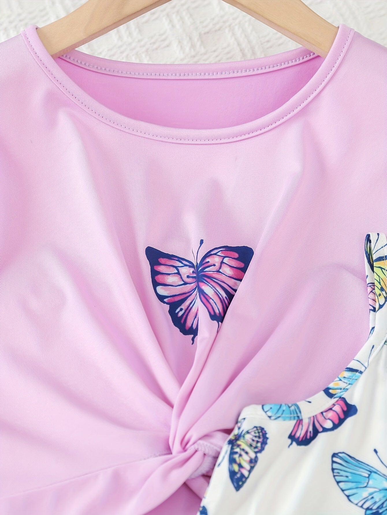 Girl's Butterfly Pattern Outfit Set for Summer