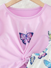 Girl's Butterfly Pattern Outfit Set for Summer