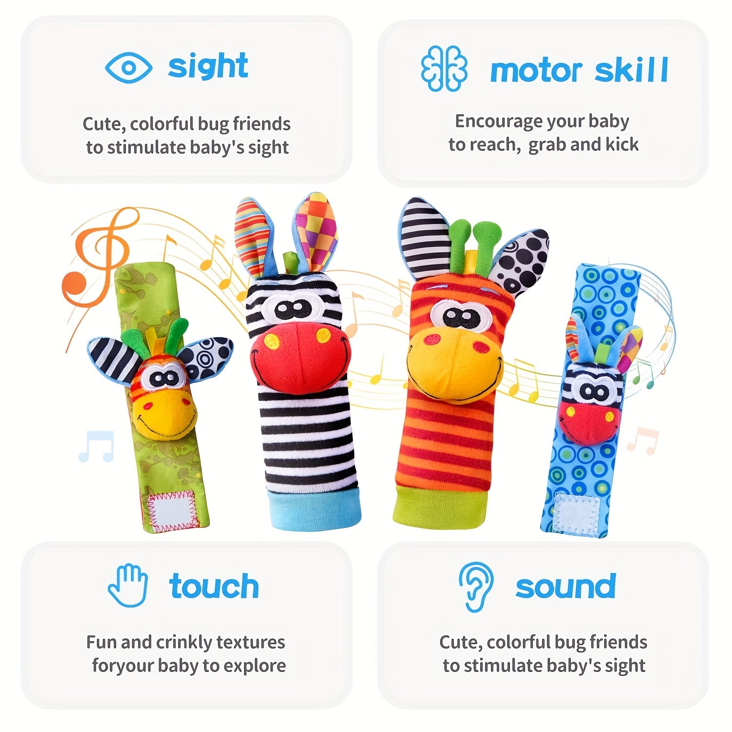 4pcs Baby Wrist Rattles Foot Finder Toys Set