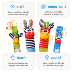 4pcs Baby Wrist Rattles Foot Finder Toys Set