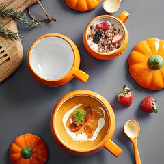 Halloween Pumpkin Ceramic Cup with Lid & Spoon for Home