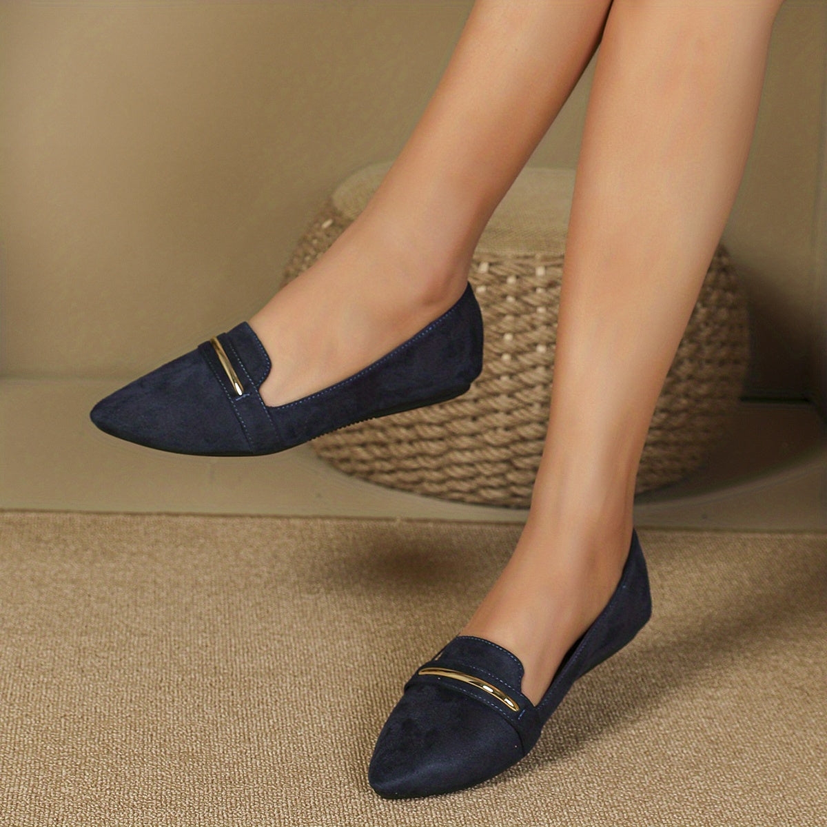 Women's Pointed Toe Ballet Flats Soft Sole Slip On Shoes Casual Walking