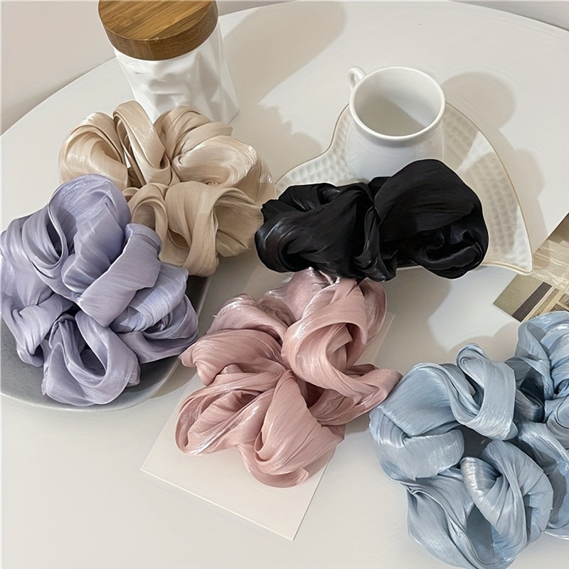 5pcs Wavy Large Scrunchie Fabric Women's Hair Bundle Hair Tie