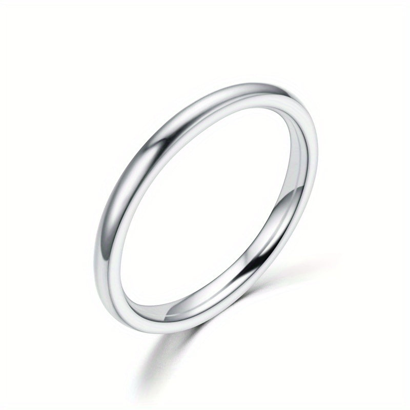 Stainless Steel Round Rings Plain Stackable Wedding Ring Size 5 12