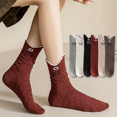 6 Pairs Cartoon Koi Socks Comfy & Soft Mid Tube Women's Stockings