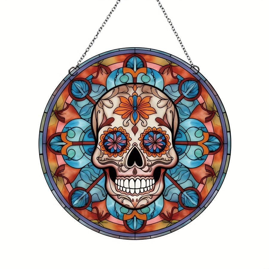 Halloween Floral Skull Glass Decoration Party Supplies