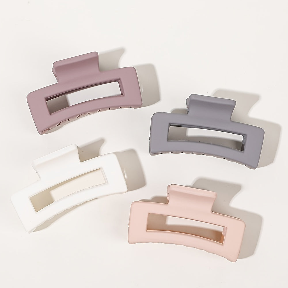 4pcs Frosted Square Hair Clips Hollow Hair Claw For Girls And Women