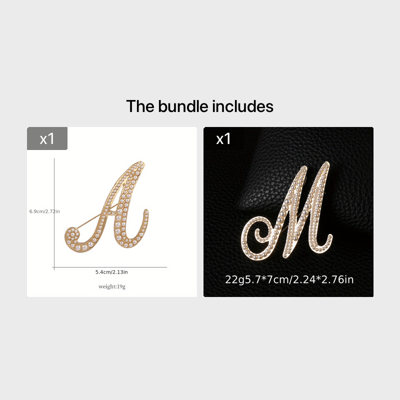 Letter Brooch Alloy Inlaid Diamond Pin Corsage