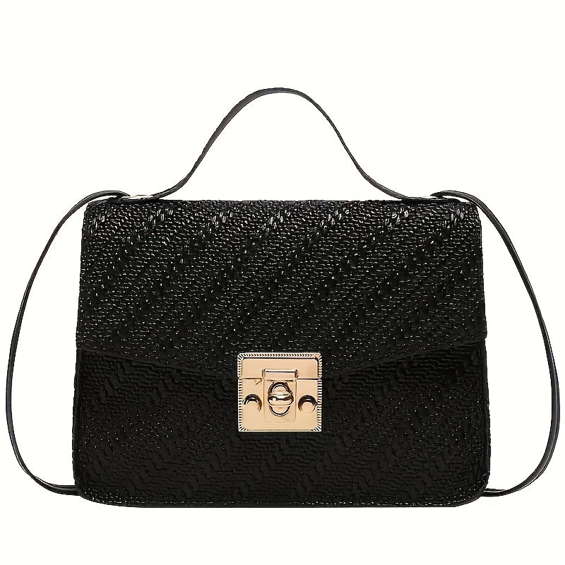Chic Faux Leather Crossbody Bag in Pink/Green