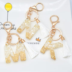 Resin Initial Letter Keychain A Tassel Charm Women Girls
