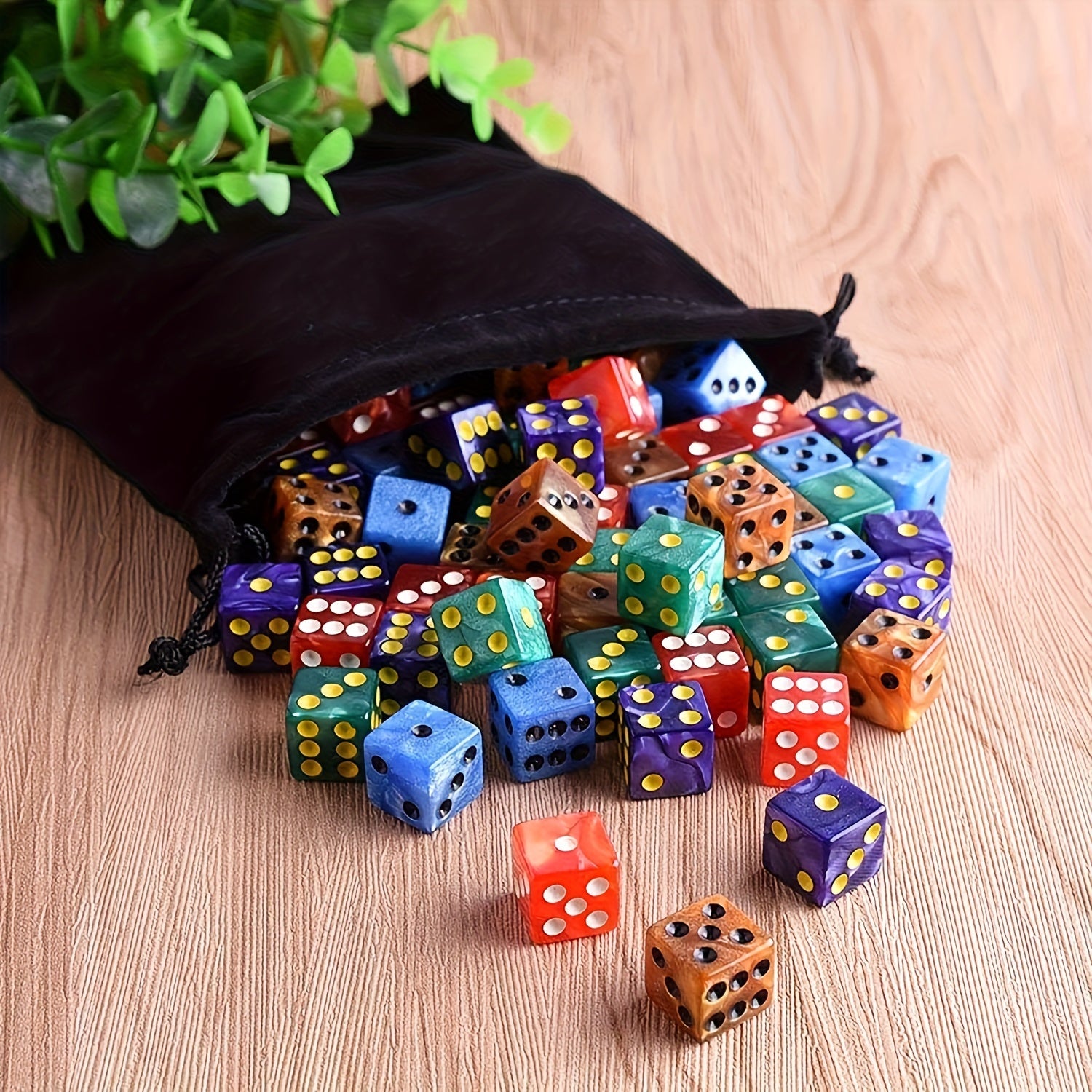 50pcs 16mm Pearl Pattern Square Corner Dice for Game & Collection