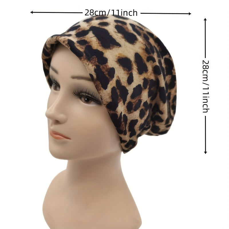 Leopard Print Beanie Lightweight Skull Hat Chemo Cap Turban Hats