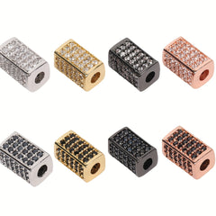 Brass CZ Tube Bead Bracelet Pendant Micro Inlaid Gasket DIY Jewelry