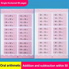 Math Exercise Book & Arithmetic Cards for Addition/Subtraction Within 10-100