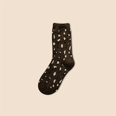 5 Pairs Argyle & Leopard Socks Mid Tube Women's Stockings