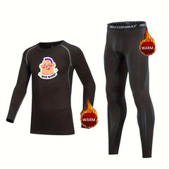 Kids Compression Fleece Sets-Letter Printed Elastic Waist Pants
