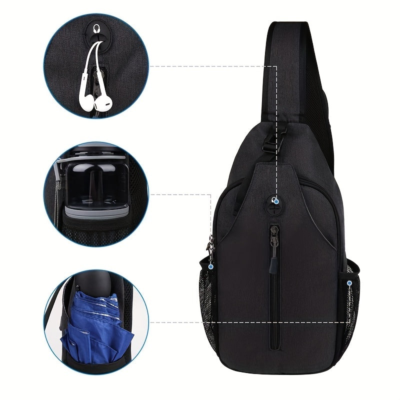Multifunctional Sling Bag Outdoor Sports Travel Chest Bag with Earphone Hole
