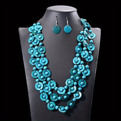 Boho Style Multilayer Necklace Set & Earrings