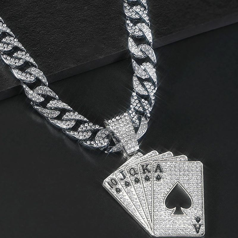 Poker Pendant Cuban Link Necklace