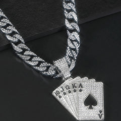 Poker Pendant Cuban Link Necklace