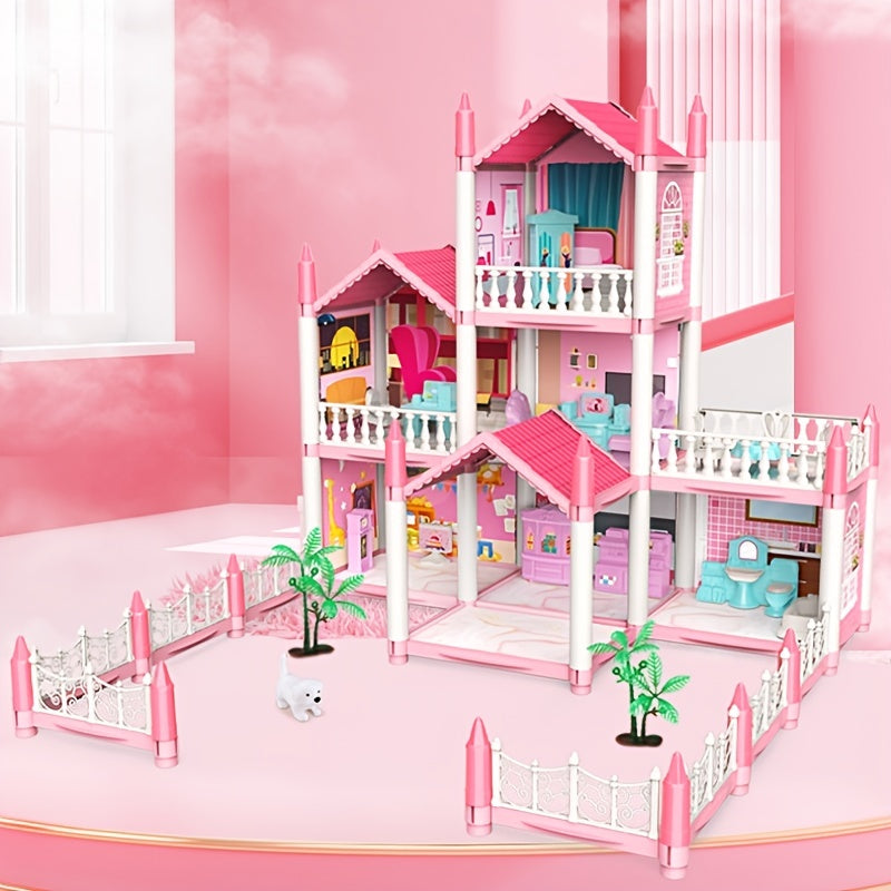 7 Room Pink Castle DIY Assembly Toy House for Girls 5-9 Years