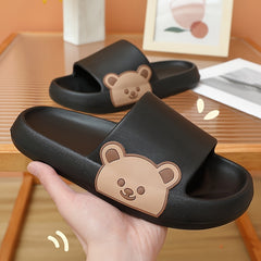 Men's Cloud Slides Cartoon Bear Pattern Lightweight Non Slip Slippers