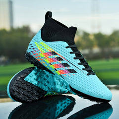 Boy's High Top Turf Football Boots Lace Up TF Soccer Cleats