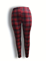  Plaid Print High Rise Leggings