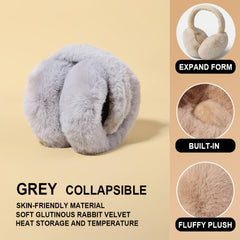 Winter Warm Beige Foldable Earmuffs for Outdoor Activities