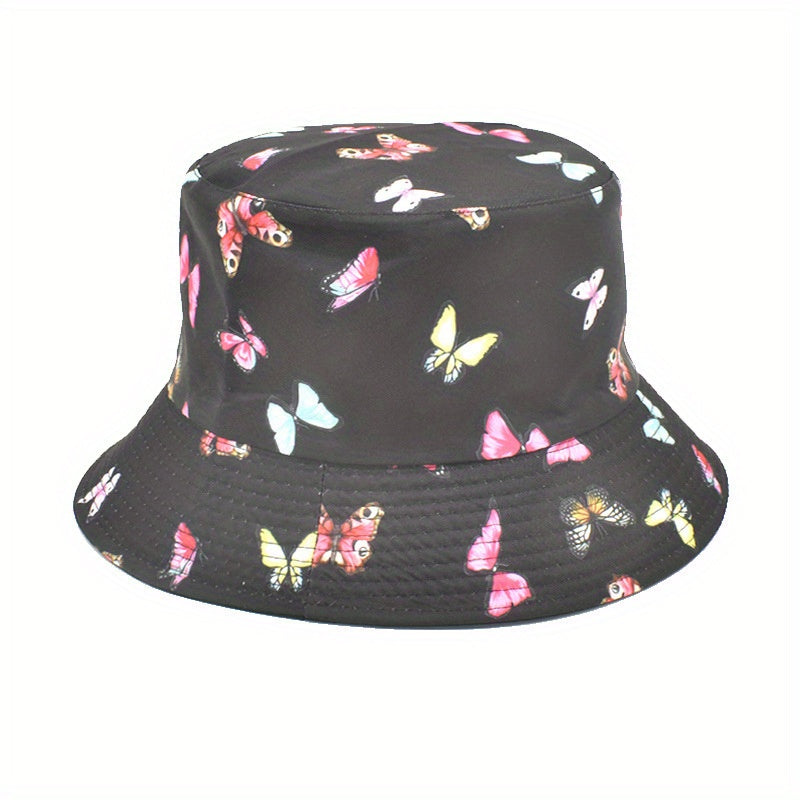 Colorful Butterfly Print Bucket Hat for Women Men