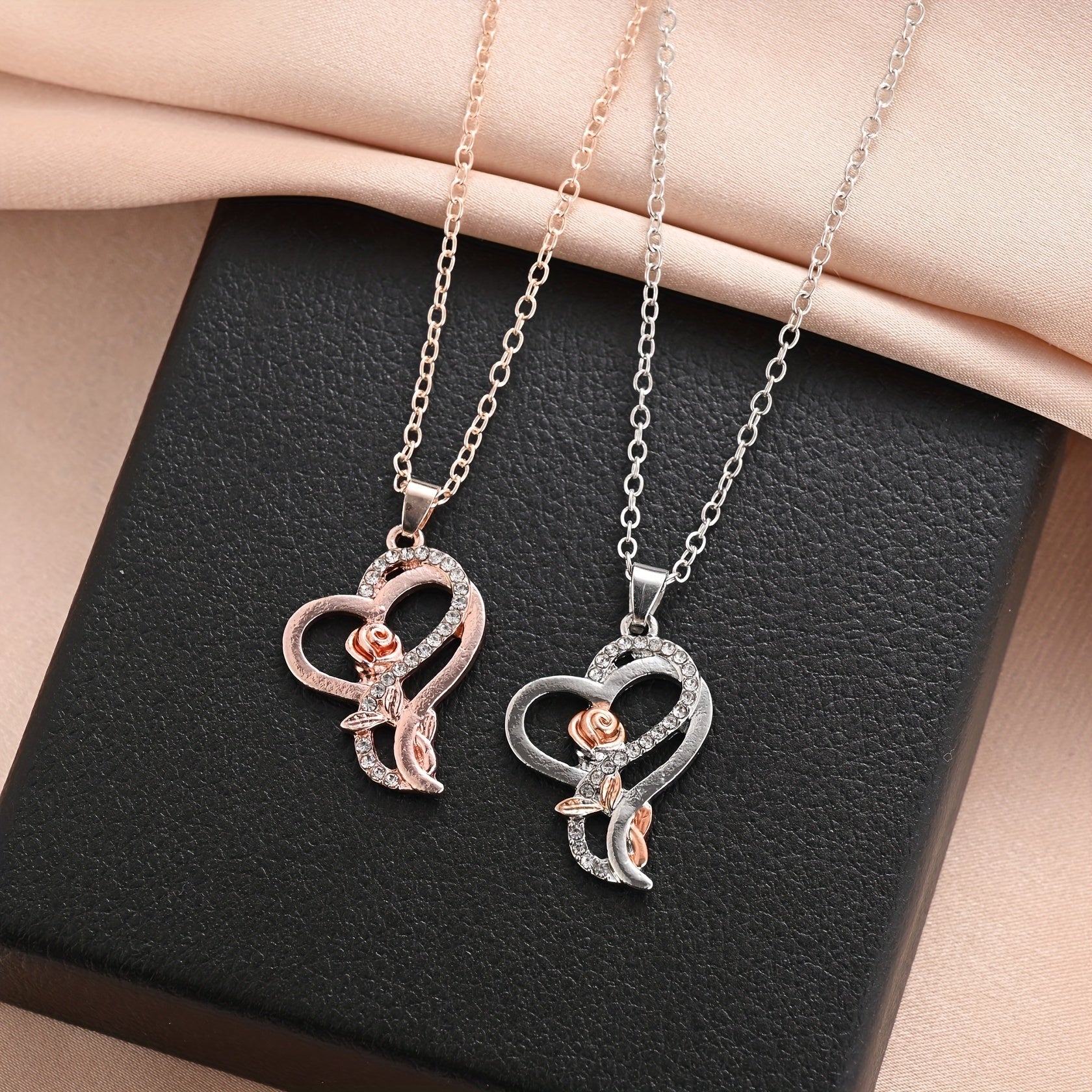 Heart Cross Rose Diamond Necklace Men