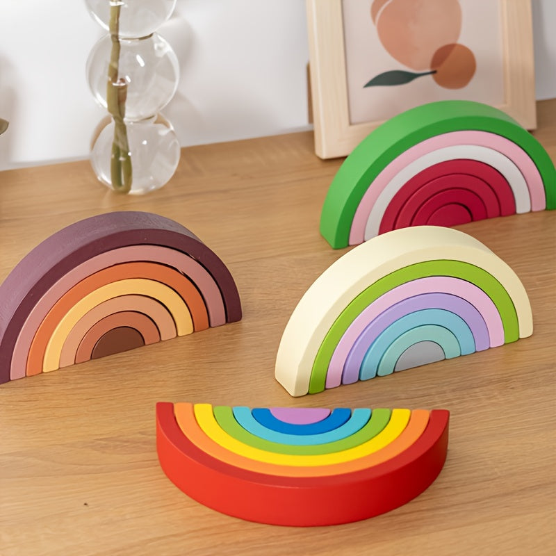 Montessori Arch Bridge Rainbow Building Blocks - Educational Wooden Toys