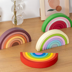 Montessori Arch Bridge Rainbow Building Blocks - Educational Wooden Toys