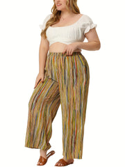 Women's Plus Print High Rise Wide Leg Trousers