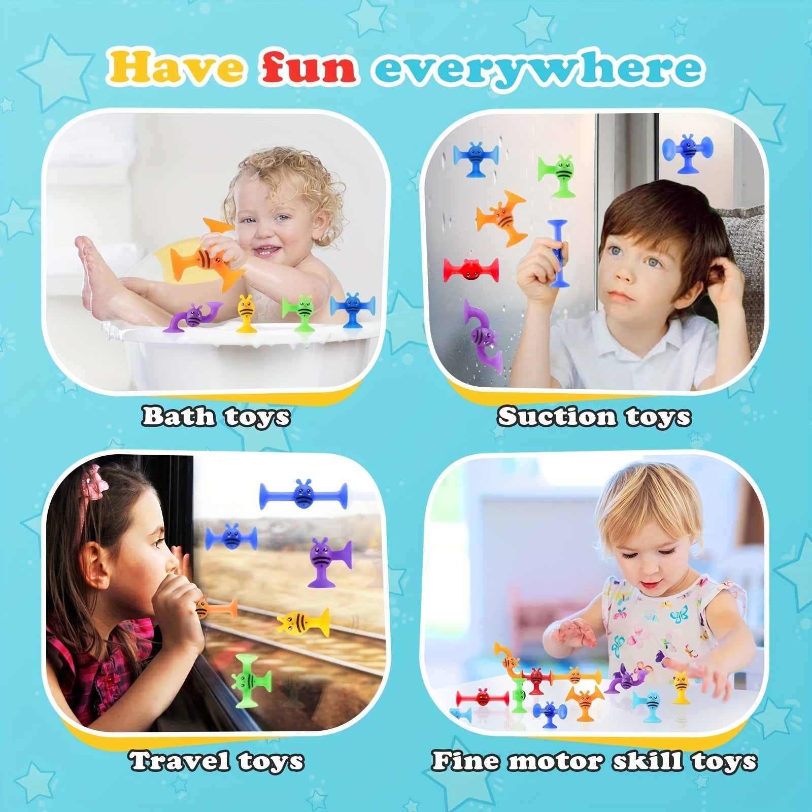 40pcs Suction Toys Kids Bath Toys Silicone Sucker Toys For Kids Sensory Toys