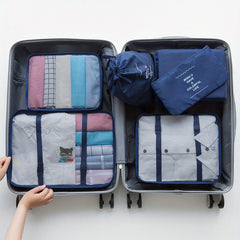 7Pcs Travel Storage Bag Set Mesh Clothing Sorting Bundle Pocket & Underwear Shoe