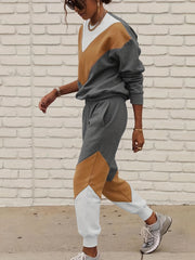  Colorblock Long Sleeve Top & Trouser Set