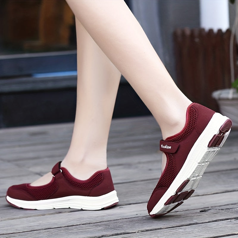 Women's Breathable Walking Shoes Hook & Loop Backless Flat Shoes