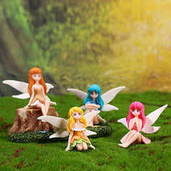 4pcs Mini Flower Fairy Resin Statue Garden Ornament