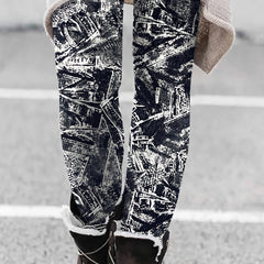  Retro Leggings Women's Plus Digital Print High Stretch Skinny Leggings