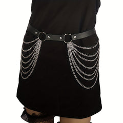 Punk Chain Tassel Harness Belt Goth Body Chain Waistband Hip Hop Rivet Belt