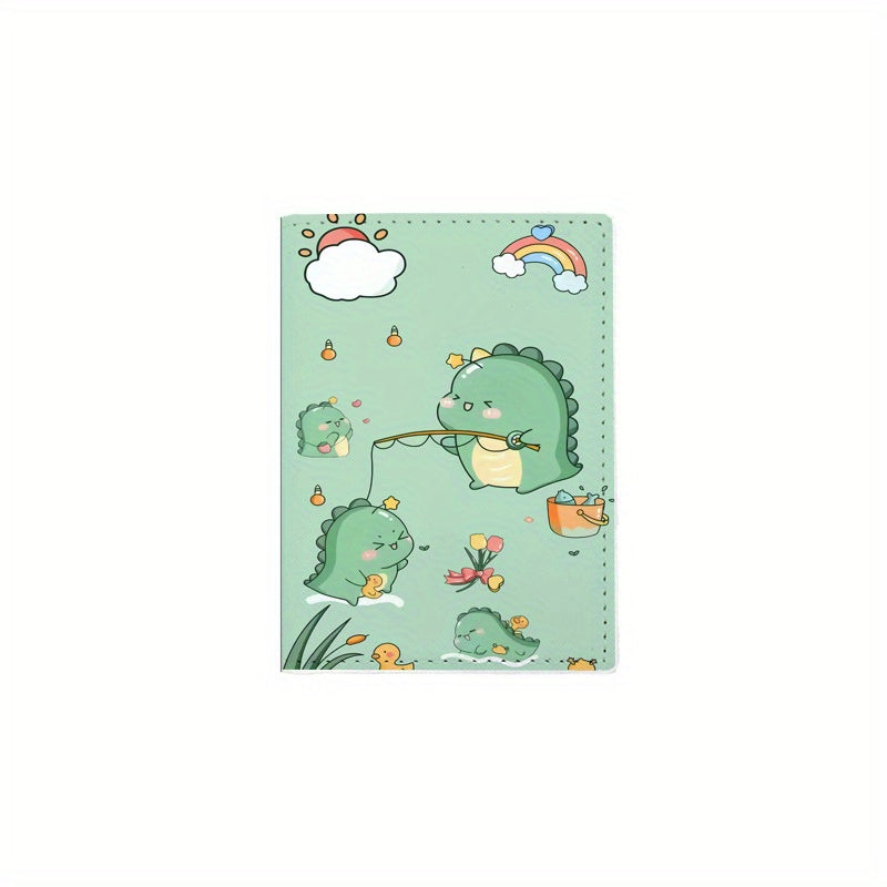 Cartoon Dinosaur Green Passport Protective Cover Waterproof Passport Bag