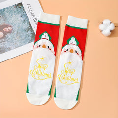 Christmas Cartoon Print Socks, Comfy & Soft Women's Stockings
