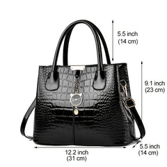 Crocodile Embossed Handbag PU Leather Shoulder Bag