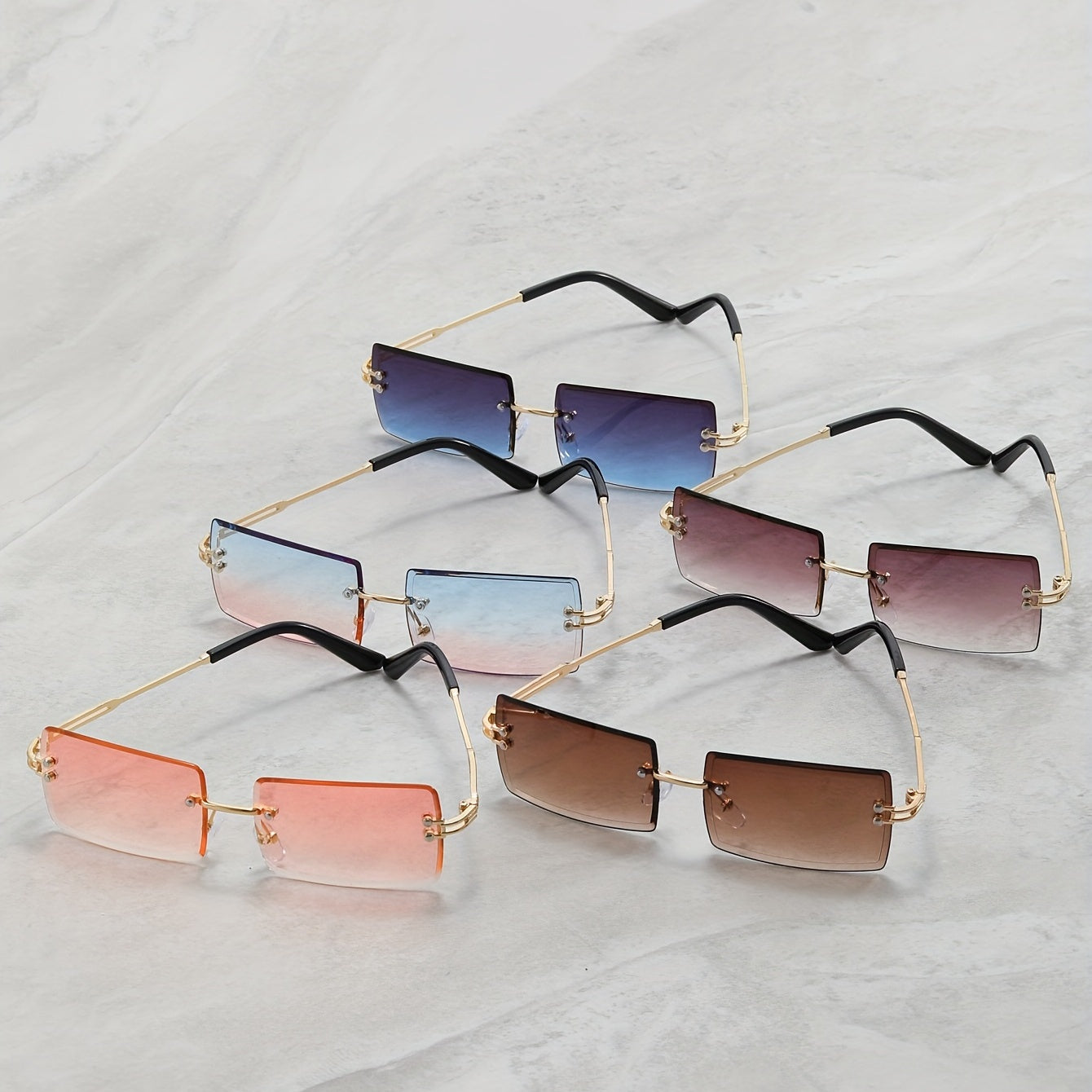 5 Pairs Men's Rimless Sunglasses UV Resistant for Holiday Outdoor Travel