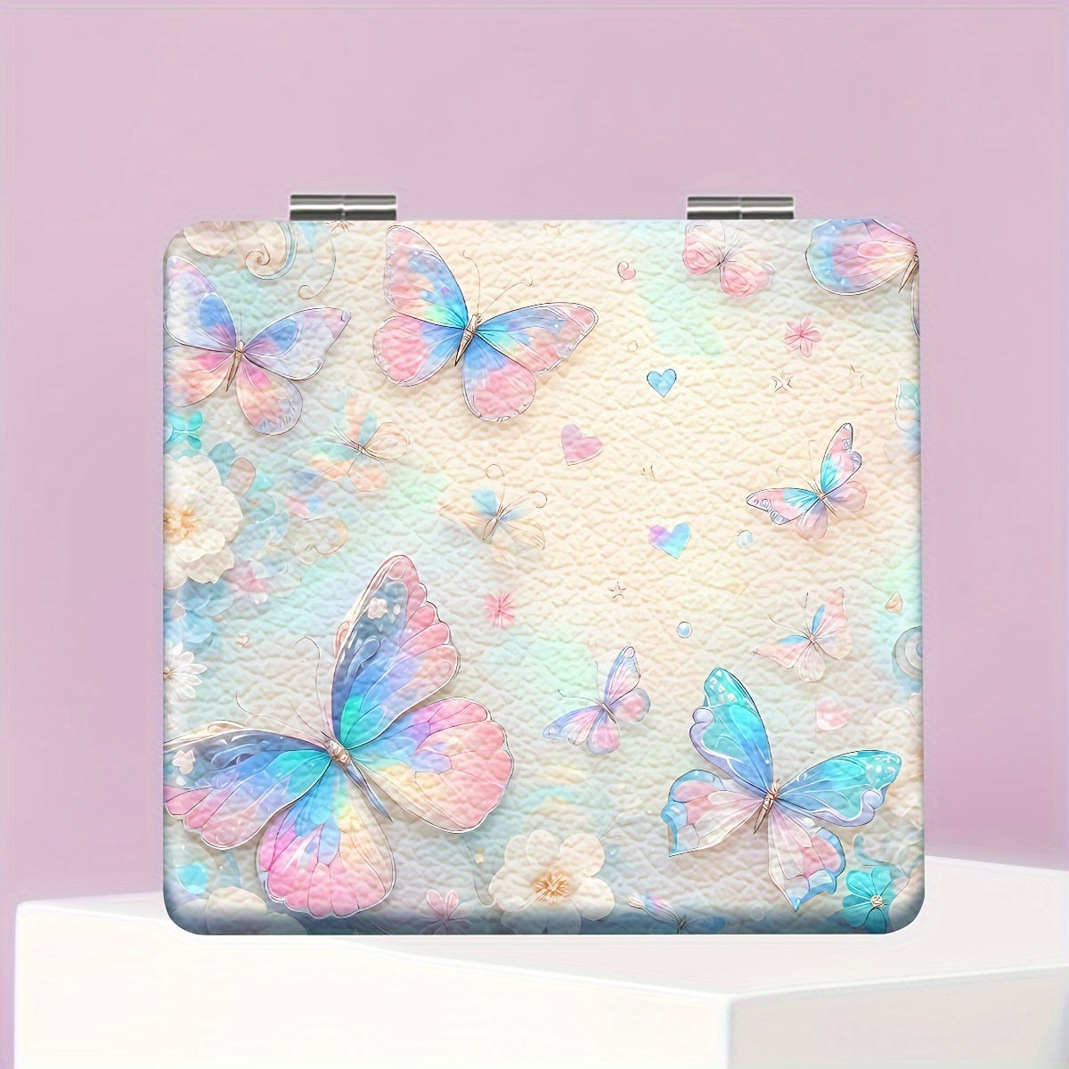 Folding Butterfly Glass Makeup Mirror for Women and Girls