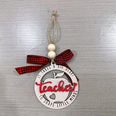 1pc Teacher Christmas Decorations Pendants Holiday Season Collectibles