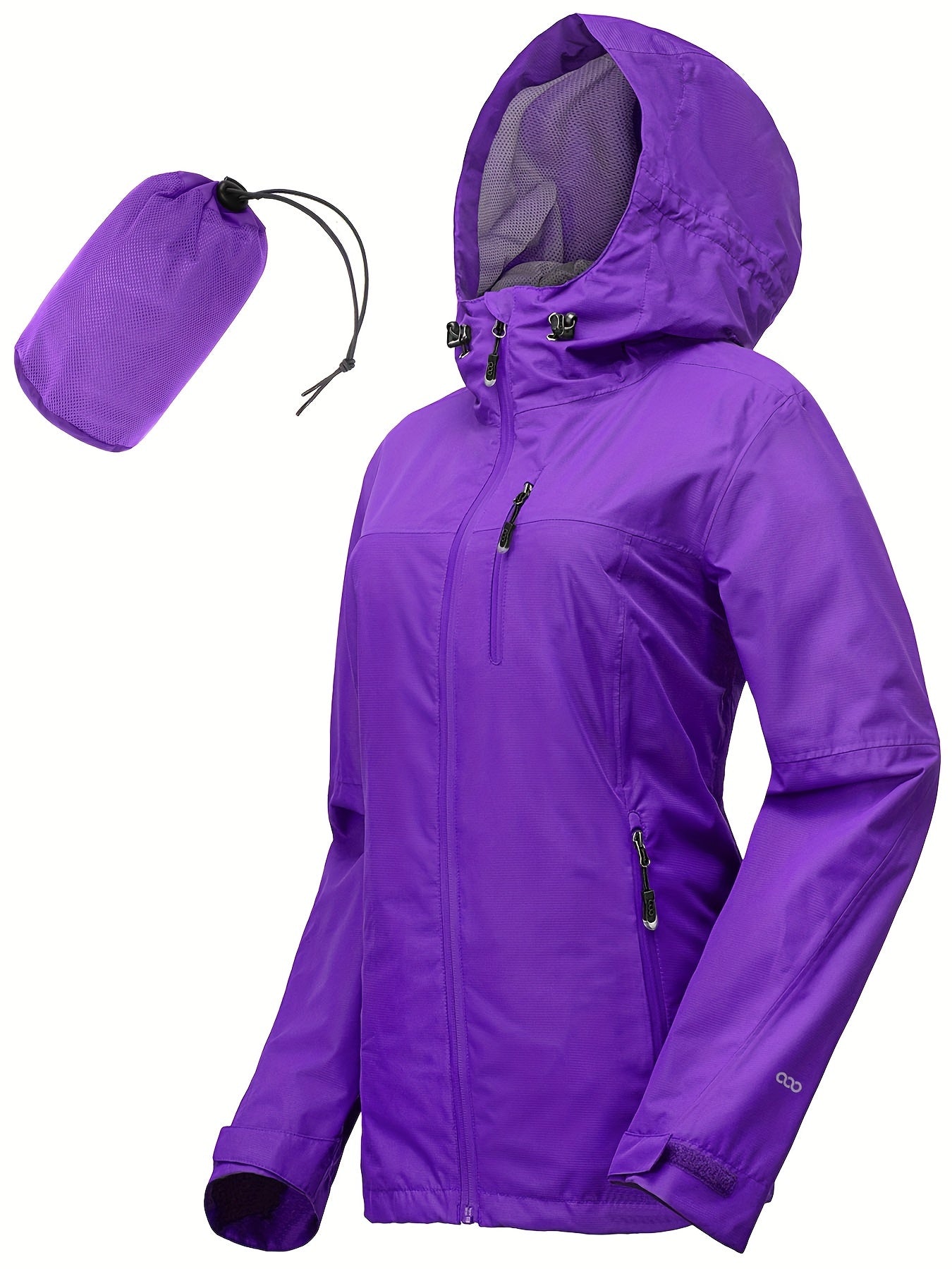 Women's Packable Rain Jacket Lightweight Waterproof Hood Ideal For Cycling