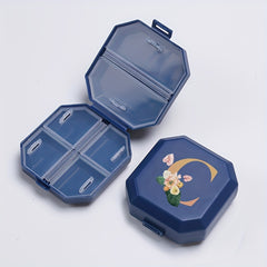 6 Compartment Pill Box C Letter Print Portable Medicine Dispensing Box