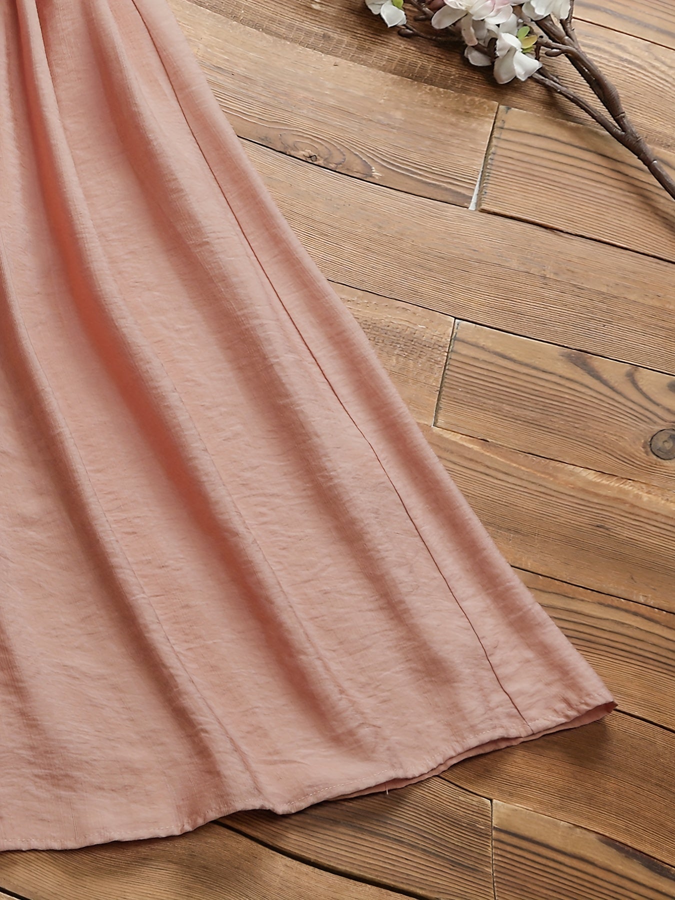  V-Neck Belted Pleated Dress